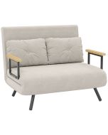 Sofá cama acero, espuma, poliéster, madera de caucho color beige