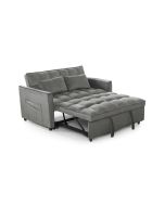 Sofa cama de matrimonio paulo 134cm, gris en terciopelo