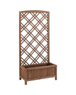 Jardinera con enrejado 60x30x122.5 cm madera de abeto color marrón Outsunny