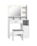 Tocador de maquillaje 80x40x135 cm color blanco Homcom