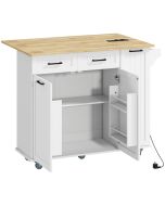 Isla de cocina 112x74x94.5 cm mdf color blanco Homcom, hogar - cocina