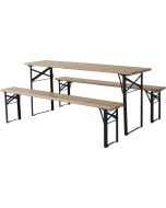 Mesa de jardín plegable tipo brasserie con 2 bancos "lisboa" - 176 x 46 x 7