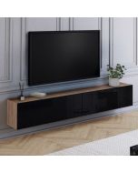 Mueble tv suspendido elio - 2 puertas - color madera y negro - 180 cm