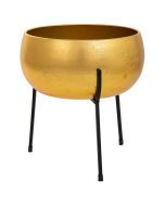 Macetero con soporte de metal dorado 25x25x27.5