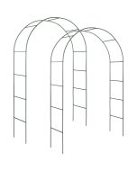2 arco para enredaderas de acero, verde 140 x 40 x 240 cm