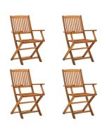 vidaXL sillas de jardín plegables 4 unidades madera maciza de acacia