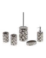 Conjunto de 5 accesorios de baño tirua cerámica plateado