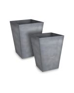Keter set 2x macetero polyal betón cuadrado 40 cm y 60l - gris