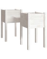 vidaXL jardineras 2 unidades madera maciza de pino blanco 40x40x70 cm