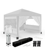 Carpa plegable 3x3m – 4 paredes laterales – blanca – jardín exteriores