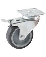Rueda giratoria con placa rectangular con freno avl - rueda de goma ø 100 m
