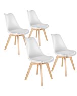4 sillas de comedor, asiento acolchado, ergonómicas y estables, blanco