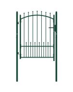 vidaXL puerta de valla con picos acero verde 100x125 cm