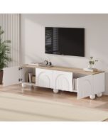 Mueble de tv con 4 puertas blanco y roble 45x180x40cm