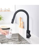Grifo de cocina negro con ducha extraíble, mezclador de cocina giratorio de