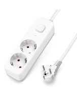 Aigostar regleta enchufes,2 tomas, cable 1,5m, interruptor, blanco