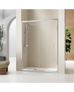 Mampara ducha frontal corredera 1 puerta 1 fijo | transparente cromo 120cm