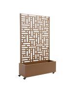 Tabique bernalda con jardinera acero 186x120x40cm - marrón [casa.pro]