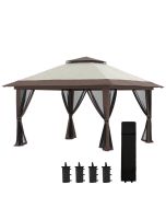 Carpa plegable 392x392x283 cm metal, poliéster color beige Outsunny