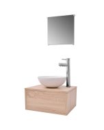 vidaXL conjunto de muebles de baño con lavabo y grifo 4 piezas beige