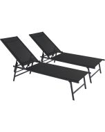 Juego de 2 tumbonas metálicas "sublima" - 180 x 54 x 104 cm - negro