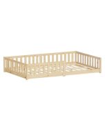 Cama de suelo infantil doble 120x200 cm natural madera maciza de pino
