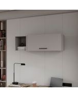Archivador de pared en melamina con 3 estantes y puerta abatible superior