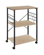 Carrito para cocina 3 estantes y ruedas 65,5x45,5x88,5cm madera clara