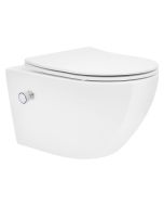 Wc suspendido con función bidé blanco brillante de cerámica sin borde