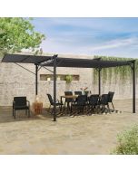 Pérgola de metal antracita - techo retráctil - 3x4 m