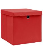 vidaXL cajas de almacenaje con tapas 10 uds tela rojo 32x32x32 cm