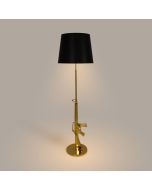Lámpara De Pie Decorativa Dorada De Metal Pantalla Negra E27 168 cm