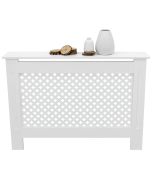 Cubierta para radiador 112x19x82cm mdf blanco diseño de nido de abejas