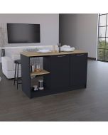 Isla de cocina enebro en melamina con 2 puertas y 6 estantes