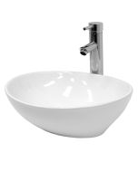 Lavabo cerámico ovalado 410 x 330 x 142 mm blanco