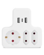 Aigostar adaptador enchufes 3 tomas con 2 usb-a,1 usb-c y protección
