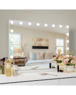 VANITII Espejo maquillaje con luz tocador pared blanco 80 x 58 cm
