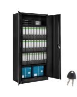 Armario archivador de acero con 5 estantes, 40x80x180 cm, negro