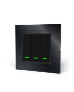 Interruptor inteligente Wi-Fi negro de 3 botones con indicador LED tb13b