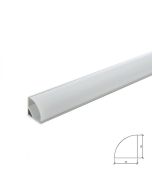 Perfíl aluminio para tira LED instalación esquinas - difusor opal x 2m