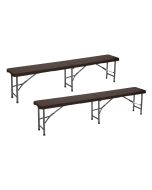 Pack 2 bancos plegables catering efecto ratán 180x30x43cm 7house
