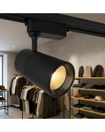 Foco LED negro orientable 30w, carril monofásico, 3000lm, luz cálida 3k