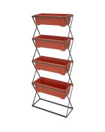 Jardinera vertical plegable con 4 macetas, 52 x 21 x 127cm, marrón