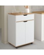 Carrito auxiliar de cocina con ruedas - blanco madera - 60 cm