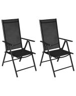 vidaXL sillas plegables de jardín 2 uds aluminio y textilene negro