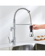 Grifo de cocina con resorte giratorio de 360°, grifo mezclador de fregadero