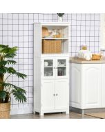 Alacena de cocina 60x30x162 cm mdf, vidrio templado color blanco Homcom
