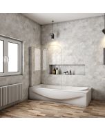 Aica mampara de bañera plegable,2 hojas,vidrio 6mm,cromado,(88-90)x140cm