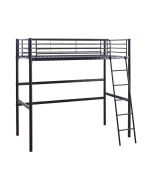 Cama alta de metal "alora" - 90 x 190 cm - negro