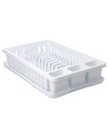 Escurreplatos de plástico 42x27cm con bandeja color blanco